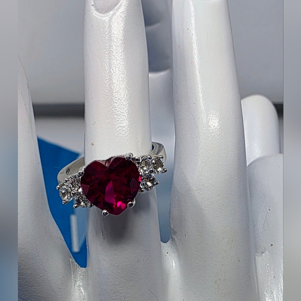 Lab Created Ruby And Diamond Cut Accent Ring, Siz… - image 2